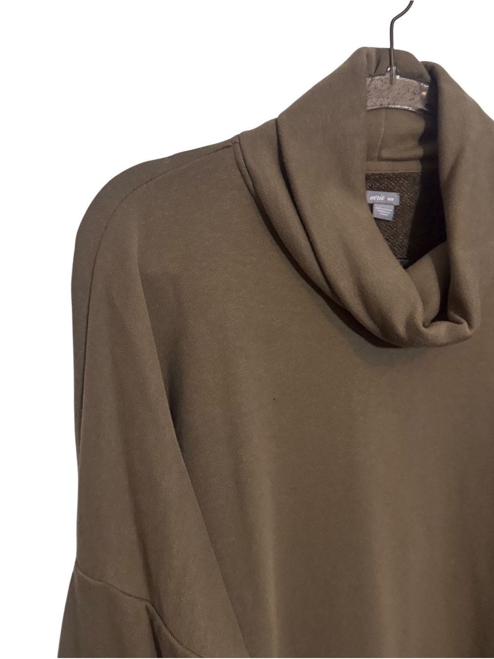 Aerie Size Medium Green Mock Neck Sweater Oversized Lounge Stretch Casual - Picture 2 of 6